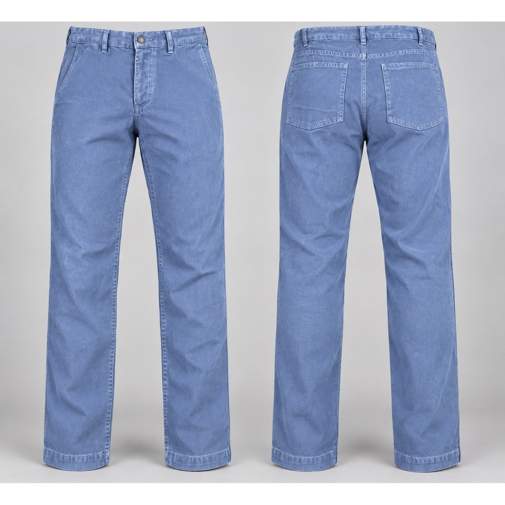 Faherty Brand Pants Men's 32x32 Faded Blue Stretch BUTTON FLY Chino Straight Leg